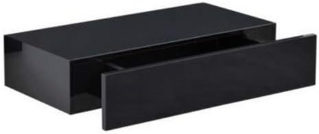 Caspian Wall-Mounted Storage Shelf with a Hidden Drawer | Floating Rack | Chunky Design | Black