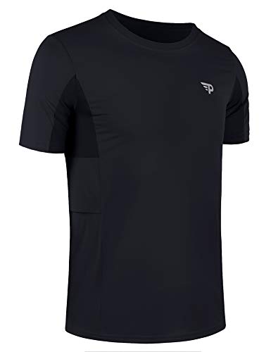 Men\'s Lightweight Quick-Dry Crew Neck T-Shirt Short Sleeve Gym Workout Sports T Shirt Black M