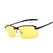 AMZTM Night Vision Goggles Semi-rimless Glare Reducing Glasses For Night Driving Polarized Sunglasses For Women and Men (Grey Frame and Yellow Lens, 66)