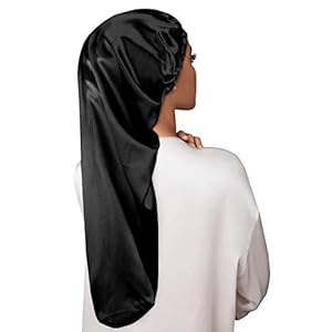 YANIBEST Long Satin Bonnet Sleep Cap - Extra Large Adjustable Satin Cap for Braids Hair