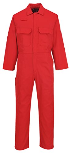 Portwest UBIZ1 Bizweld Dual Hazard Flame Resistant Protective Coverall ASTM NFPA, Red, Medium
