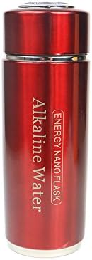 Saweyona 1 piece Red Alkaline Energy Flask Hydrogen Negative ION Water Ionizer Dual Filter Health Care Hydrogen Negative ION Water Ionizer Water Bottle Flask Nano Flask Nylon Bag Packing