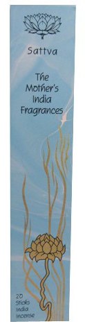 Sattva High Quality Fair Trade Handmade Incense The Mother's India Fragrances 20 Joss Incense Sticks Woody and Floral Fragrance with a Touch of Fruits and Spices Burn Time 1-2 Hours Perfect for Relaxing Meditation