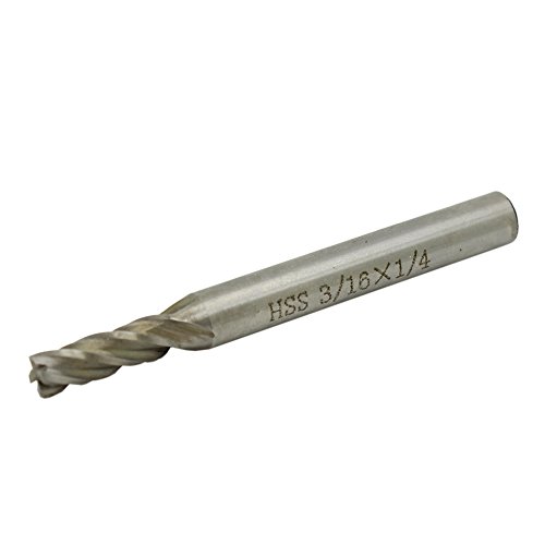 AUTOTOOLHOME 3/16" X 1/4" High Speed Steel HSS 4 Flute Straight End Mill Milling Cutter Pack of 2