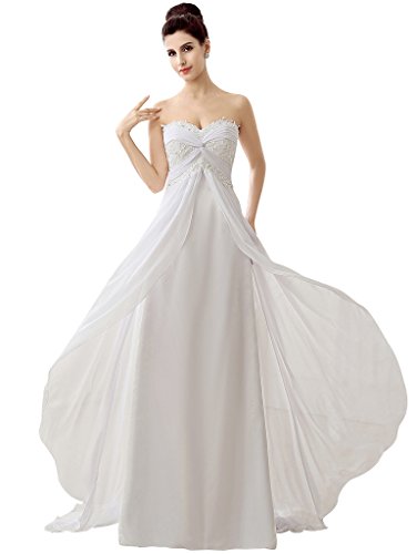 Edith qi Women's Lace Sweetheart Chiffon Front Cross Bridal Gown Wedding Dresses