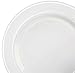 OCCASIONS 120 Plates Pack,(60 Guests) Heavyweight Premium Wedding Party Disposable Plastic Plates Set -60 x 10.5'' Dinner + 60 x 7.5'' Salad/Dessert (White & Silver Rim)