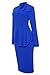 Womens Business Dress One Piece Suit Long Sleeve Tie Neck Peplum Top Bodycon Skirt Office Ladies Navy XL