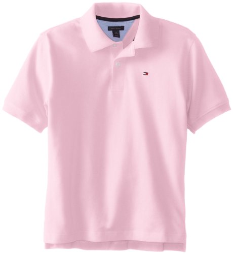 Tommy Hilfiger Big Boys' Short Sleeve Ivy Polo Shirt,Cotton Candy,Large (16/18)