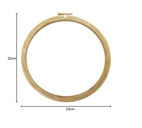 EmbroideryMaterial 8 Inch Round Wooden Embroidery Hoop Ring with Brass Screw | Aari Work Stand Frame for Hand Embroidery, Maggam Work, Punch Needle & Stitching (1 Piece) 4