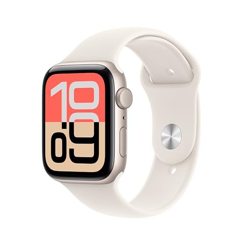 Apple Watch SE 3 [GPS 44 mm] Montre connectée avec boîtier Lumière stellaire et Bracelet Sport Lumière stellaire. Moniteur activité/Sommeil/fréquence Cardiaque, écran Toujours activé