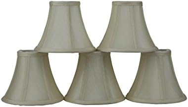 Set of 5 Cream Chandelier Shade, 6-inch Bottom Diameter, 5-inch Height, Faux Silk, Bell Shape, Clip on
