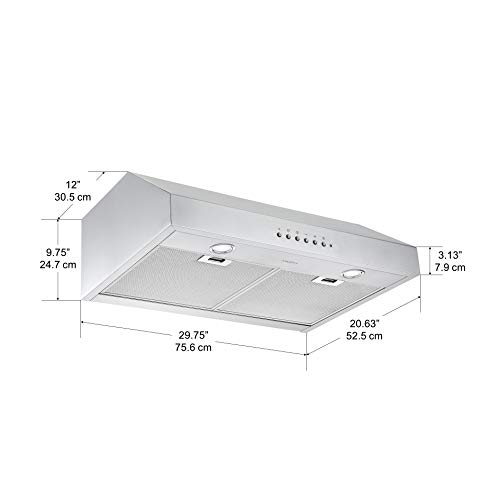 Ancona 30inch UCDI430 Ducted Range Hood in Stainless Steel with Night Light