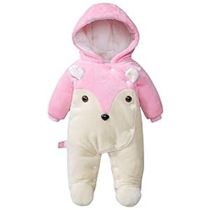 Baby Hooded Rompertjes Flanel Winter Outfits Jongens Meisjes Snowsuits Voeten Bedekt Jumpsuit, 9-12 Maanden