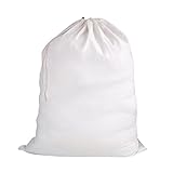 Wimaha Sturdy Large Laundry Bags with Drawstring Fabric Cloth Storage Bag for College Dorm, Department, Bathroom, Travel, Camping, Beige
