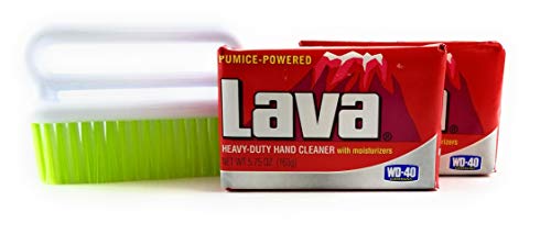 Lava Pumice Soap Bar (2 Bars) Heavy-duty Hand Cleaner Bundle with Nail Brush
