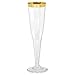 Amscan Premium Plastic Champagne Glasses | Clear w/ Gold Trim | 5 oz. | 8 ct. | Party Supply