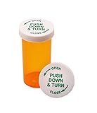 Pharmacy Prescription Vials with Child Resistant Push Down and Turn Caps (13 DRAM, 12 PCS)