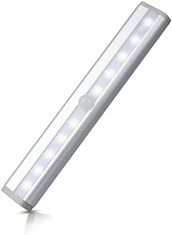 Rayhome 10-LED Motion Sensor Closet Light DIY Stick-on Anywhere Activated Light Bar with Magnetic Strip Battery-Powered Super Bright White Night Lights (10Led1Pack)