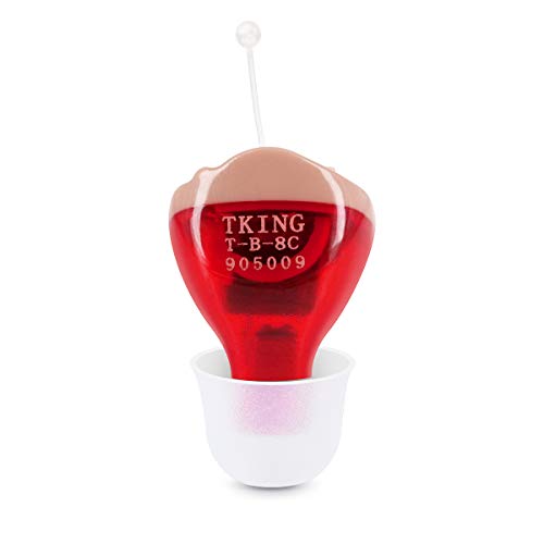 TKING Digital Hearing Amplifier for Adults,Fit Both Right and Left Ear (Red, Battery Type)