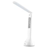 AUKEY Lámpara Escritorio 3W LED Lámpara Nocturna Plegable Portátil 18 LEDs 3 Niveles de Iluminación Control Táctil Luz de Noche RGB con Calendario y Alarma Alimentada por USB (Blanco, LT-ST2)