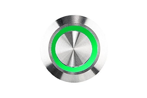 HUBER LED Doorbell Push Made of Stainless Steel - Door Bell Push - Stainless Steel Door Bell Switch Bell Light Colour Green IP65 Round