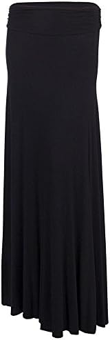 True Meaning Beautiful Women's Fashion Solid Jersey Knit Ruched Waist Comfy Maxi Stretch Soft Long Draped SSUrt USA BK M BlackMedium