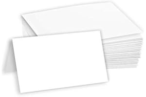 Hamilco Blank Tent Name Place Table Cards 3 1/2" x 2" Folded Card Stock - White Cardstock Paper 80lb Cover - 100 Pack
