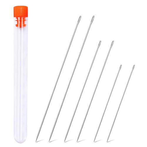 WONVOC Long Sewing Needles, Hand Quilting Needles, 3.9/4.9/5.9'' Large Eye Stitching Needles with Storage Tube, Hand Sewing Needles for Sewing, Curtain, Cushion, Carpet, Sofa
