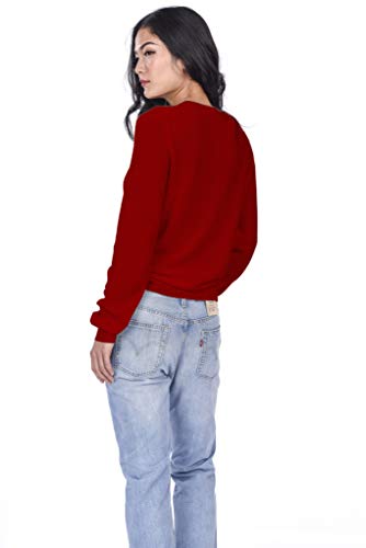 State Cashmere Essential Crewneck Sweater 100% Pure Cashmere Long Sleeve Pullover for Women (Red, Large)