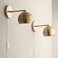 Selena Wall Lights LED Plug in Set of 2 Brass Sphere Shade Pin Up for Bedroom Living Room Reading - 360 Lighting