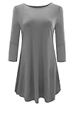 Womens Plus Size 3/4 Sleeve Tunic Tops Loose Basic Shirt