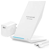 NANAMI Fast Wireless Charger,Qi Certified Wireless Charging Stand[with QC2.0 Adapter] 7.5W Compatible iPhone 11/11 Pro/11 Pro Max/XS Max/XS/XR/X/8/8 Plus,10W for Samsung Galaxy S10+/S9/S8/S7/Note10/9