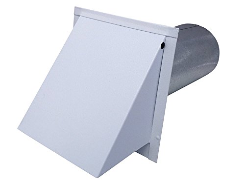 4 Inch Wall Vent Cap - Painted White Steel - Screen Only - Heavy Duty Hooded Metal Caps - Fresh Air Intake Vent for Side Walls by Vent Works