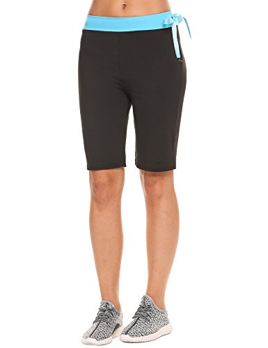 Ekouaer women s yoga shorts - wokrout running shorts(bl…