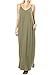 CALIPESSA Women Summer Pockets Casual Swing Cami Slip Maxi Sundress Army Green L