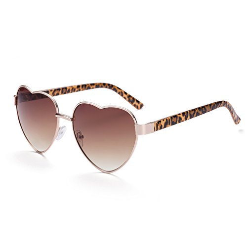 HMILYDYK Retro Aviator Sunglasses Heart Shape Metal Frame Oversized Mirror Cute Love Fashion Womens Eyewear UV400