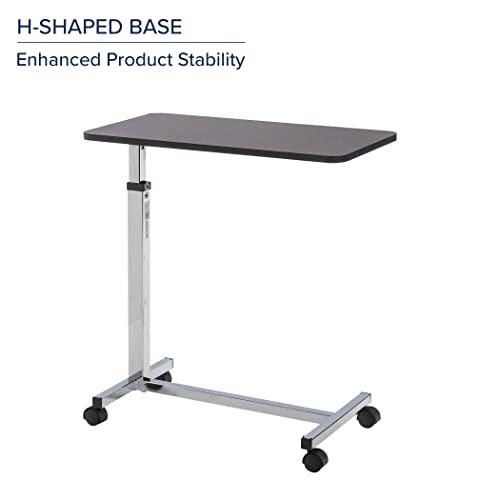 Drive Medical 13003 Non Tilt Top Overbed Table with Wheels, Chrome