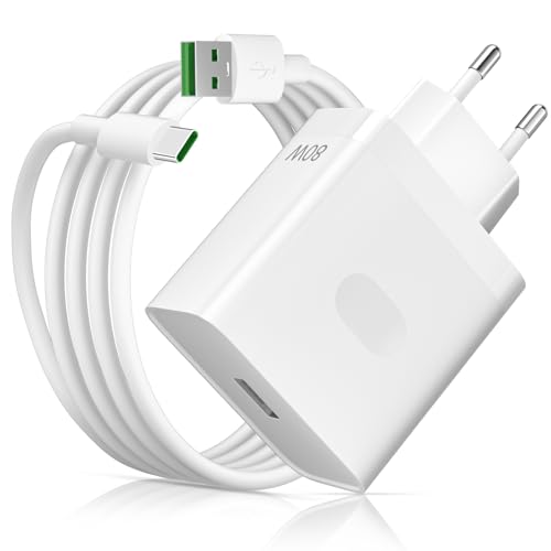 Aiauxai 80W Charger with USB C Cable 1M for OPPO Reno 16 15 Find X9 X8 A5 | Super-Vooc Quick Charge USB Charger for Realme 14 Pro P3 Ultra C71 C75 45W Warp for OnePlus 15 13 Nord 5 4 Pad
