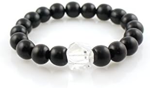Zen Series: Mala Bracelet with Rock Crystal Nugget, Black Ebony (Medium - 7 inches)