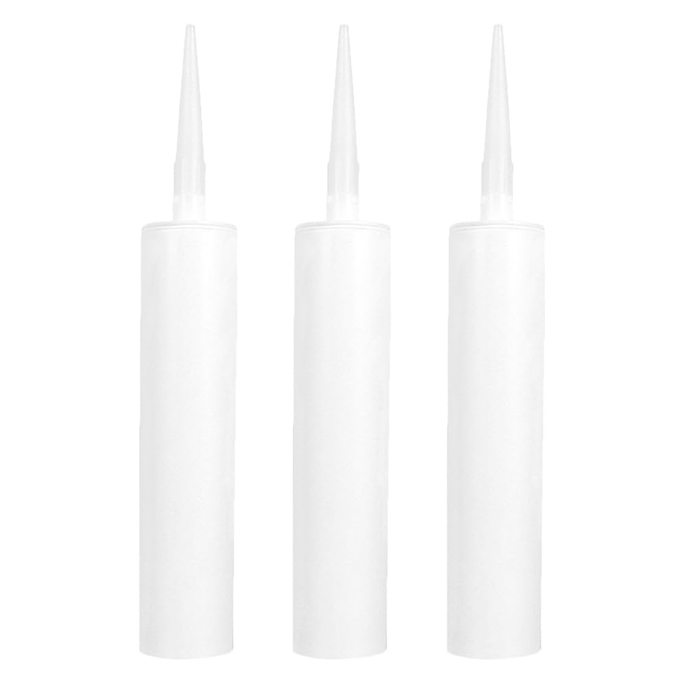 STOBOK Empty Caulk Tubes 3-Pack Refillable Sealant Cartridges for Diy Home Repair Clear Plastic Caulking Tubes with Pointed Tip for Tile Grout and Crack Filling