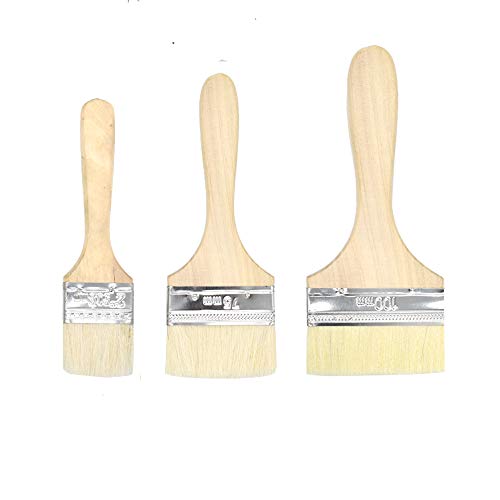 Pastry Brushes Set with Wooden Handle, Woolen Bristle, for Spreading Butter, Egg Wash or Marinade to Pastries, Dessert, Bread Dough or Meat,3Pcs (2'' 3'' 4'')