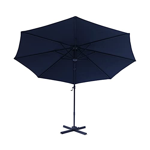 FLAME&SHADE 10 Foot Cantilever Offset Outdoor Patio Umbrella with Base