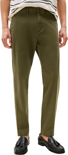 Tommy Hilfiger Uomo Pantaloni Chino Core Harlem Essential Twill Relaxed Fit, Verde (Dark Greenery), 36W/28L