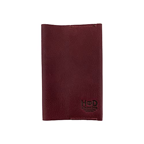 Hide & Drink, Pocket-Sized Memo Books Cover Compatible with Field Notes (3.5 x 5.5 in.) Journal Case with Card Slot, Refillable Travelers Notebook, Full Grain Leather, Handmade, Sangria