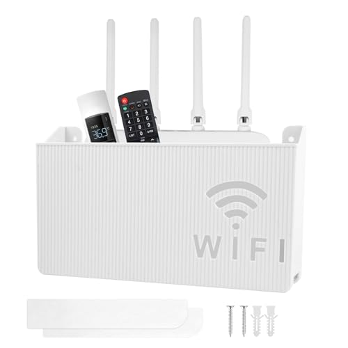 Storage Box for WiFi Router Box Router Wall Hidden Router Storage Box WiFi Router Holder Box Wall Mount Router Rack Hidden Cables Small, White