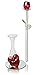BANBERRY DESIGNS Roses - Crystal Red Rose in Glass Vase - Red Decorative Hearts on a Mirrored Base - Gifts for Her - I Love You Gift