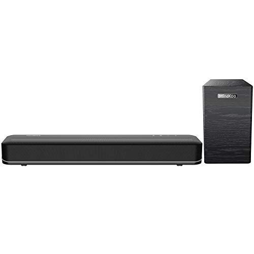 MindKoo Soundbar with Subwoofer Set – Sound Bar for TV with 2.1 Channel Speaker 3D Surround Sound Home Theater System, 3 EQ Modes, Touch or Remote Control, Bluetooth/Wired Connection
