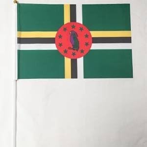 Dominica 12-Pack 4 x 6 Inch Polyester Country Hand Flags Desk Waving Parade