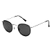 Small Round Vintage Mirror Lenses UV Protection Unisex Sunglasses by HMIAO (Silver Frame, Black) ...