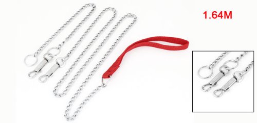 uxcell Dog Red Hand Pulling Lead Stainless Steel Trigger Hook Choke Chain 1.64M